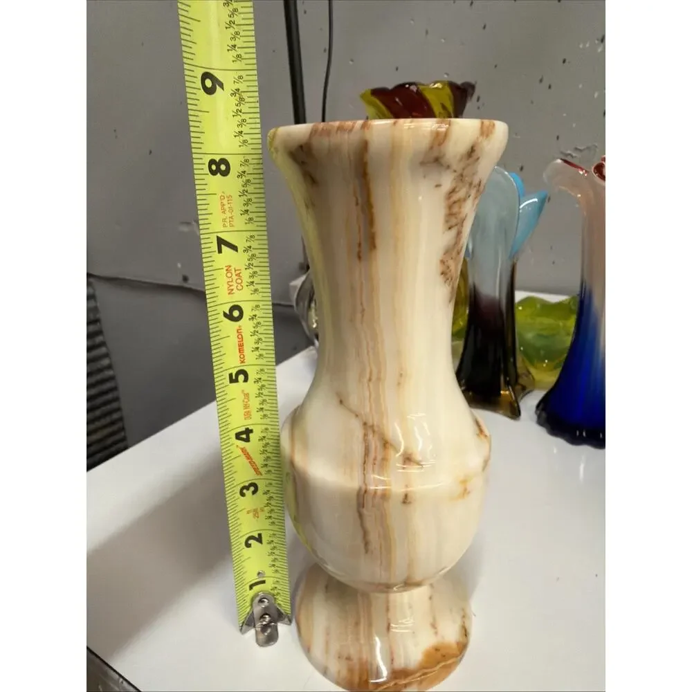 Vintage Onyx Stone Vase 8 1/4in Tall